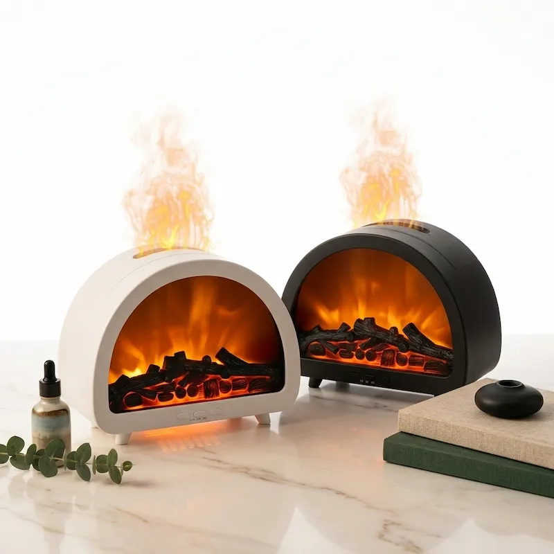 3D Flame Fireplace Aroma Diffuser - Realistic Warmth & Mist