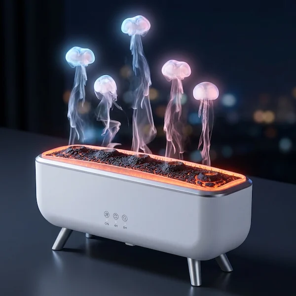 MISTVO Flame Fireplace Diffuser in garden setting