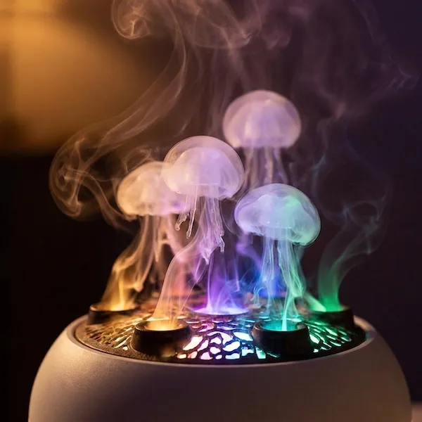 Woman meditating beside MISTVO flame diffuser