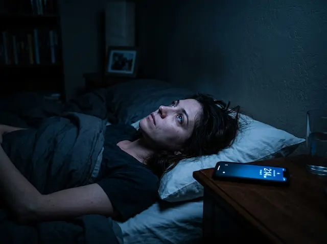 Person awake at 2am unable to sleep