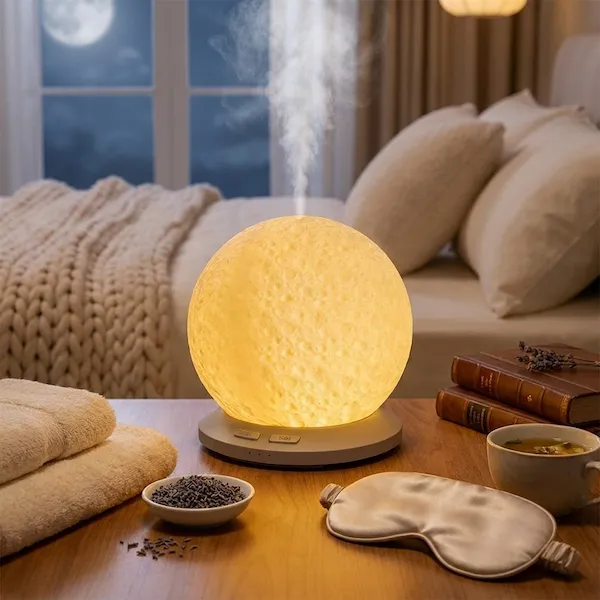 MISTVO Flame Fireplace Diffuser in garden setting