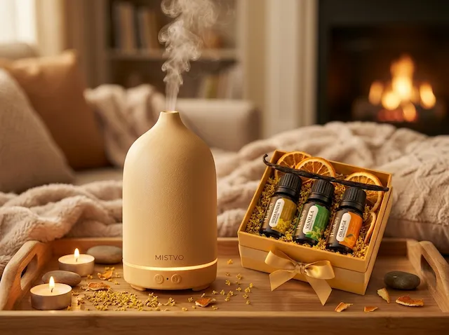 MISTVO moon diffuser with Good Mood Collection oils bundle