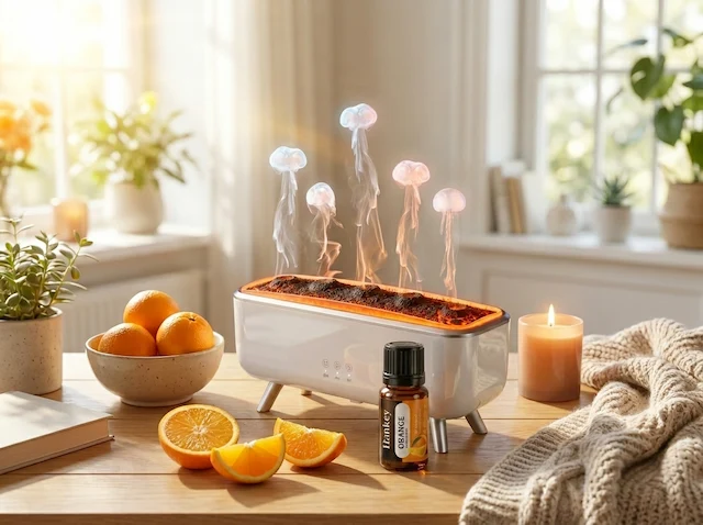 MISTVO diffuser with Sweet Orange oil, bright cheerful space