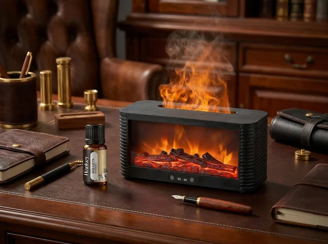 MISTVO diffuser with Millionaire oil, luxury workspace